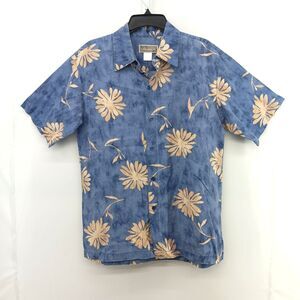 Weekendz Off Shirt Men Medium Blue Hawaiian Tropical Short Sleeve Button Up Top